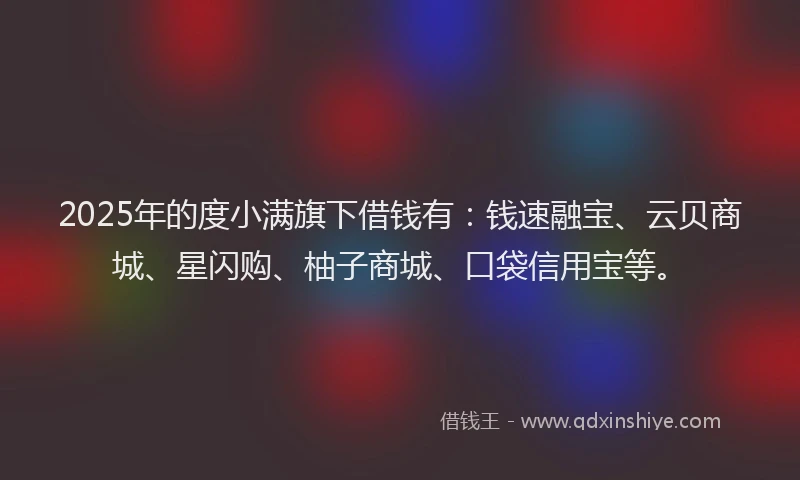 2025年的度小满旗下借钱有：钱速融宝、云贝商城、星闪购、柚子商城、口袋信用宝等。