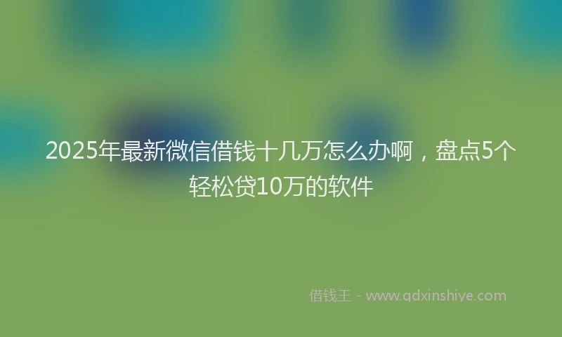 2025年最新微信借钱十几万怎么办啊，盘点5个轻松贷10万的软件