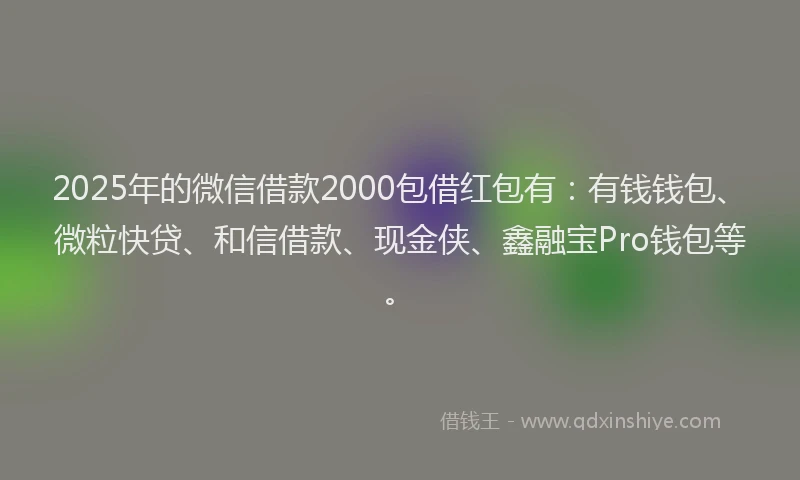 2025年的微信借款2000包借红包有：有钱钱包、微粒快贷、和信借款、现金侠、鑫融宝Pro钱包等。