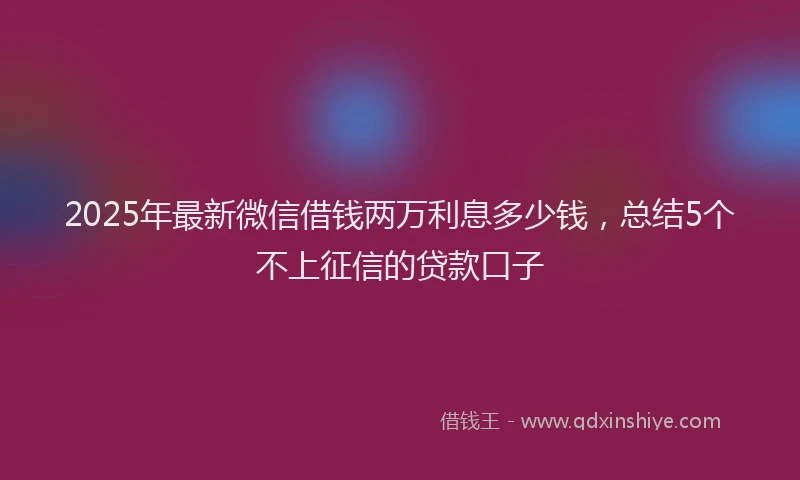 2025年最新微信借钱两万利息多少钱，总结5个不上征信的贷款口子