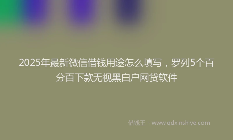 2025年最新微信借钱用途怎么填写，罗列5个百分百下款无视黑白户网贷软件