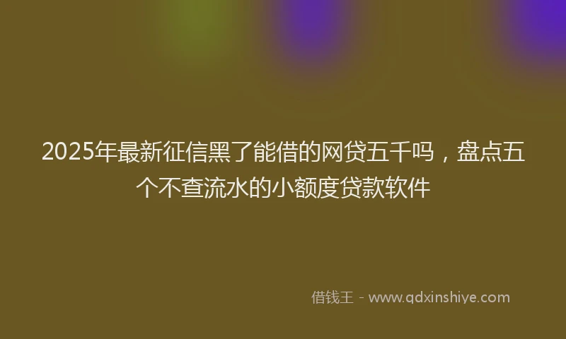 2025年最新征信黑了能借的网贷五千吗，盘点五个不查流水的小额度贷款软件