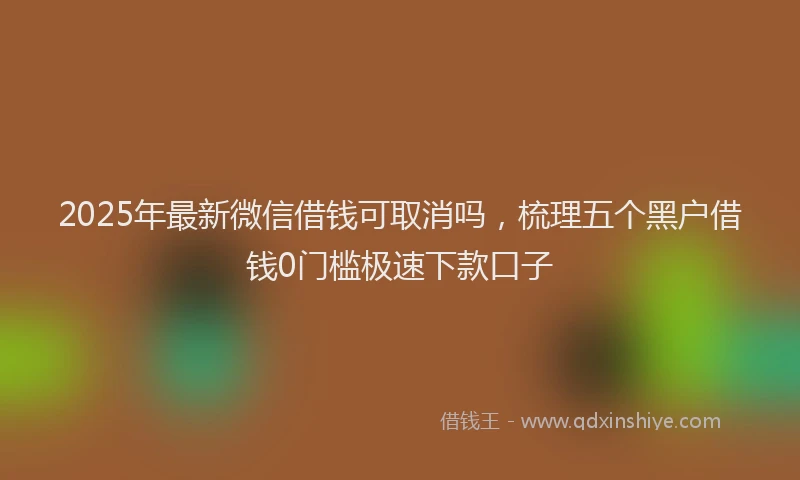 2025年最新微信借钱可取消吗，梳理五个黑户借钱0门槛极速下款口子