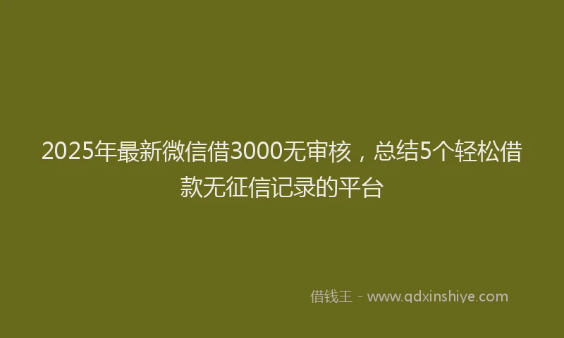 2025年最新微信借3000无审核，总结5个轻松借款无征信记录的平台