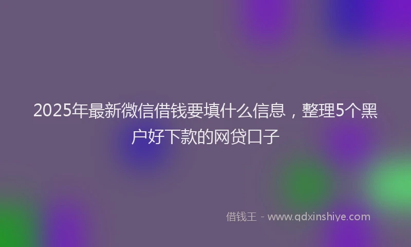 2025年最新微信借钱要填什么信息，整理5个黑户好下款的网贷口子