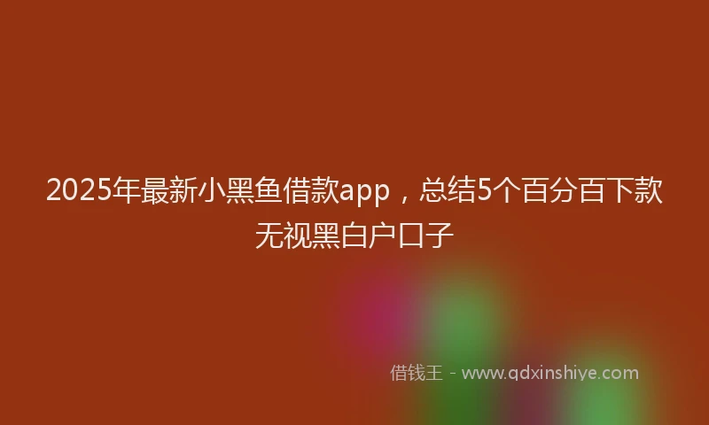 2025年最新小黑鱼借款app，总结5个百分百下款无视黑白户口子