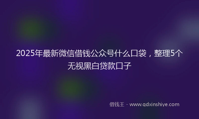 2025年最新微信借钱公众号什么口袋，整理5个无视黑白贷款口子