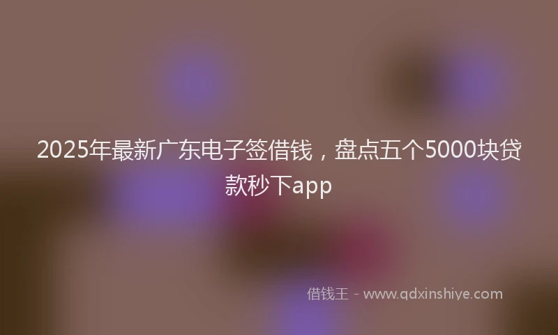2025年最新广东电子签借钱，盘点五个5000块贷款秒下app