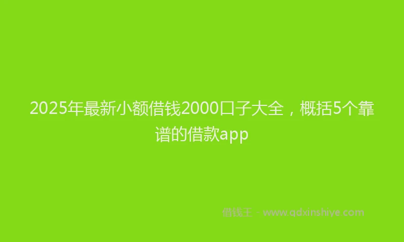 2025年最新小额借钱2000口子大全，概括5个靠谱的借款app