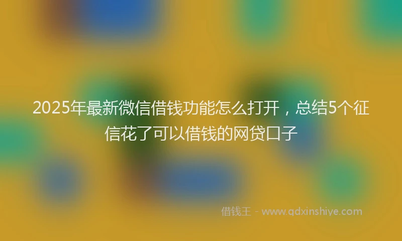2025年最新微信借钱功能怎么打开，总结5个征信花了可以借钱的网贷口子