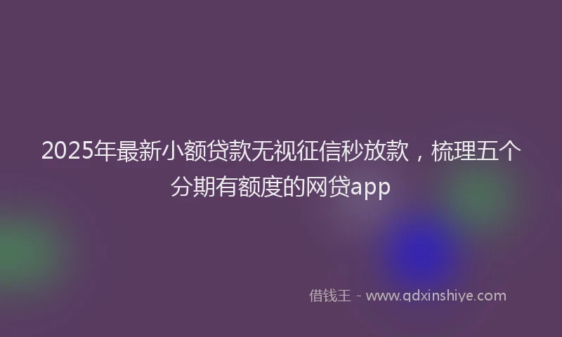 2025年最新小额贷款无视征信秒放款，梳理五个分期有额度的网贷app