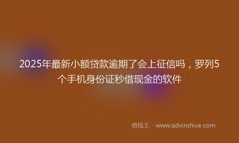 2025年最新小额贷款逾期了会上征信吗，罗列5个手机身份证秒借现金的软件