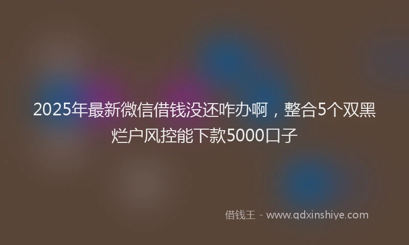 2025年最新微信借钱没还咋办啊，整合5个双黑烂户风控能下款5000口子