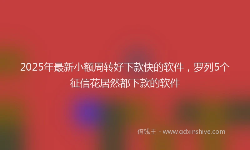 2025年最新小额周转好下款快的软件，罗列5个征信花居然都下款的软件