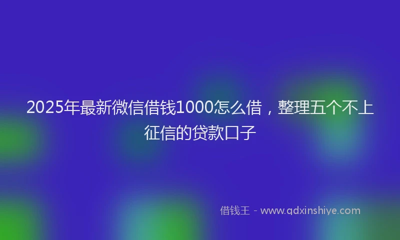 2025年最新微信借钱1000怎么借，整理五个不上征信的贷款口子