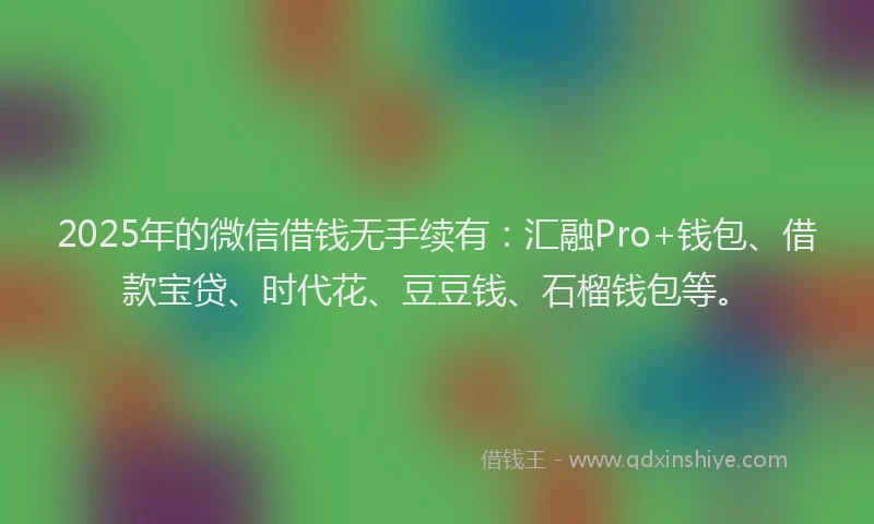 2025年的微信借钱无手续有：汇融Pro+钱包、借款宝贷、时代花、豆豆钱、石榴钱包等。
