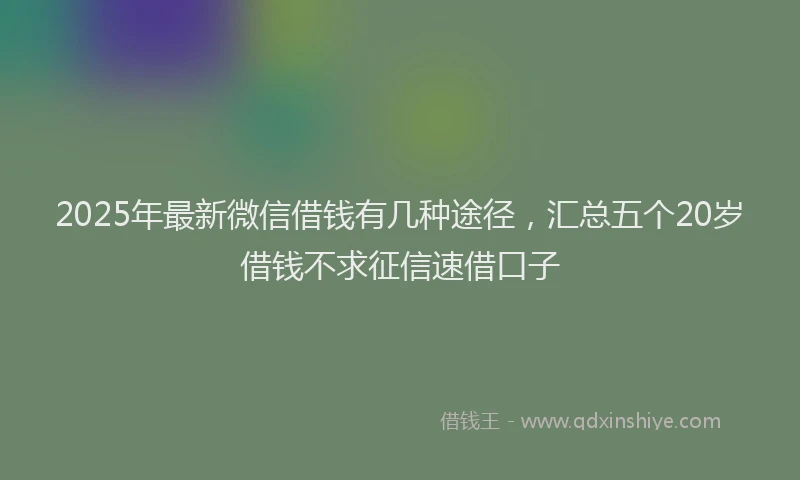 2025年最新微信借钱有几种途径，汇总五个20岁借钱不求征信速借口子