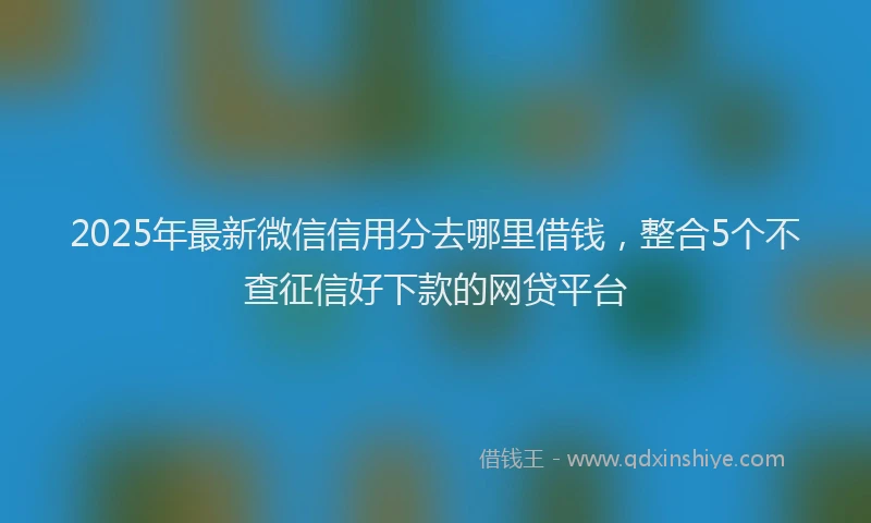 2025年最新微信信用分去哪里借钱，整合5个不查征信好下款的网贷平台
