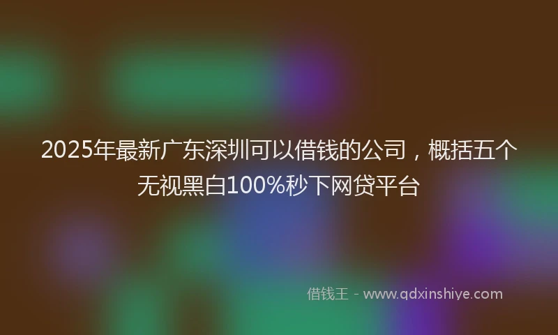 2025年最新广东深圳可以借钱的公司，概括五个无视黑白100%秒下网贷平台