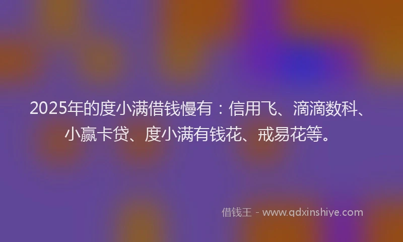 2025年的度小满借钱慢有：信用飞、滴滴数科、小赢卡贷、度小满有钱花、戒易花等。