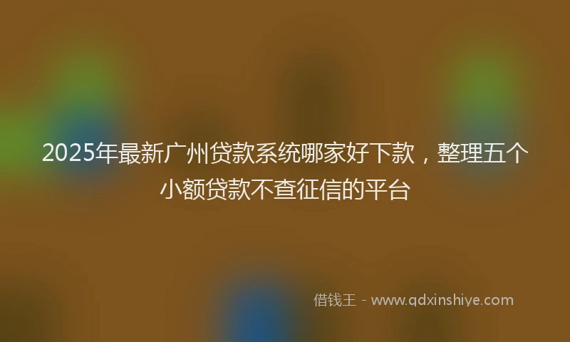 2025年最新广州贷款系统哪家好下款，整理五个小额贷款不查征信的平台