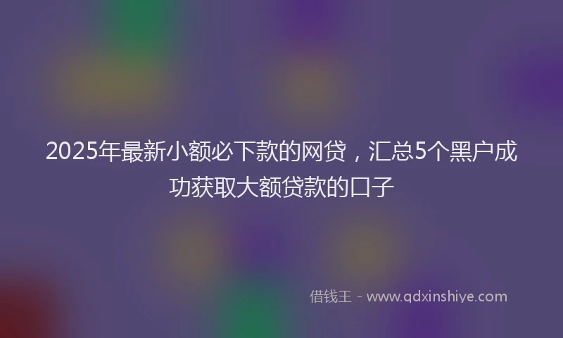 2025年最新小额必下款的网贷，汇总5个黑户成功获取大额贷款的口子