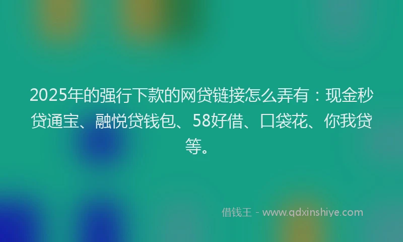2025年的强行下款的网贷链接怎么弄有：现金秒贷通宝、融悦贷钱包、58好借、口袋花、你我贷等。