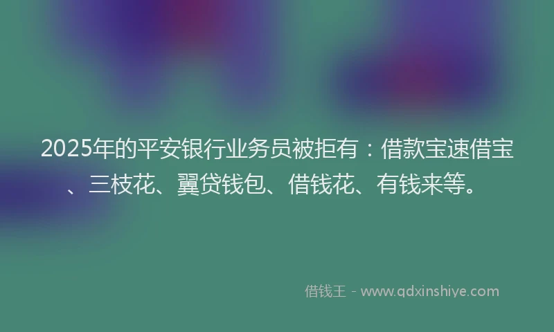 2025年的平安银行业务员被拒有：借款宝速借宝、三枝花、翼贷钱包、借钱花、有钱来等。
