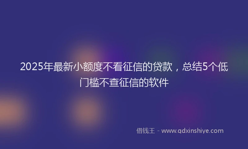 2025年最新小额度不看征信的贷款，总结5个低门槛不查征信的软件
