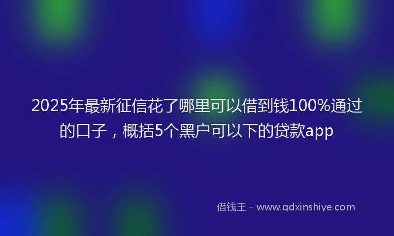 2025年最新征信花了哪里可以借到钱100%通过的口子，概括5个黑户可以下的贷款app