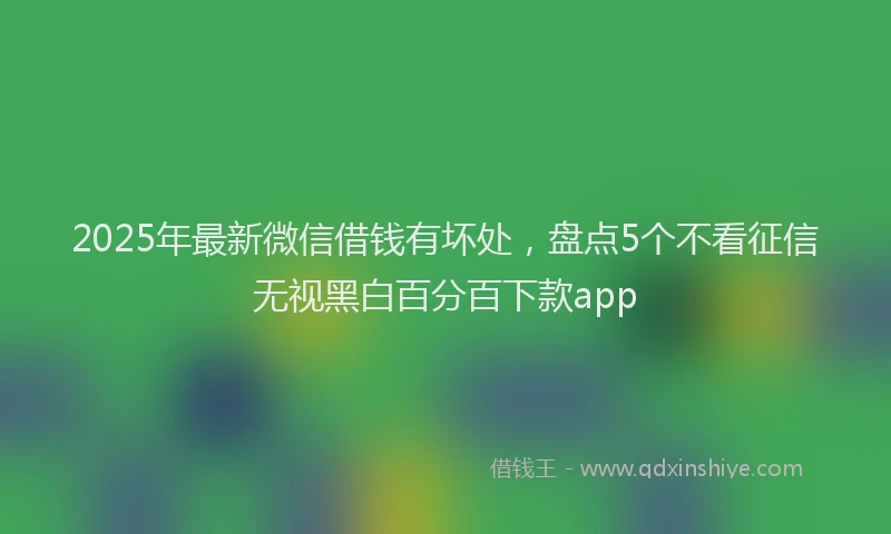 2025年最新微信借钱有坏处，盘点5个不看征信无视黑白百分百下款app