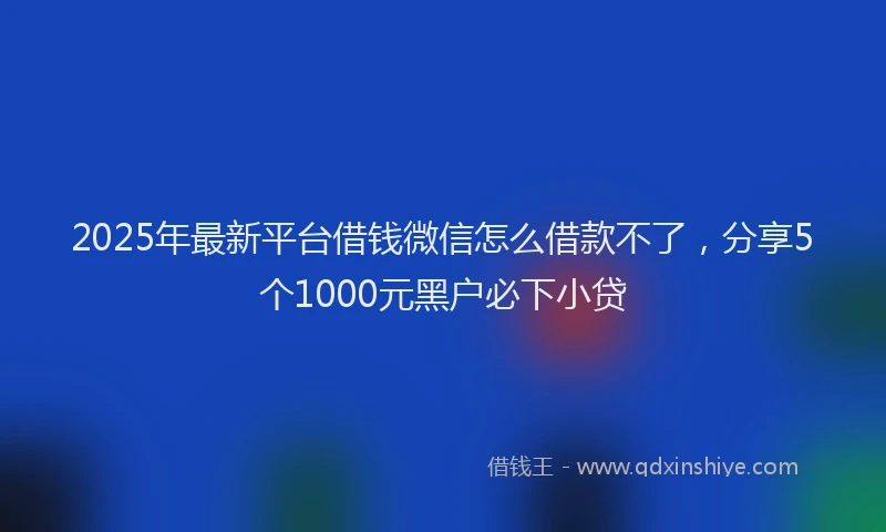 2025年最新平台借钱微信怎么借款不了，分享5个1000元黑户必下小贷