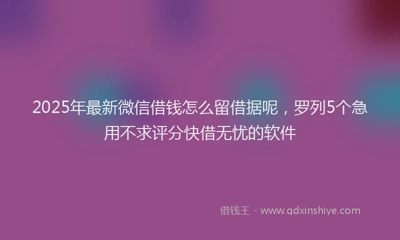 2025年最新微信借钱怎么留借据呢，罗列5个急用不求评分快借无忧的软件