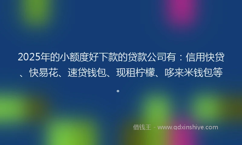 2025年的小额度好下款的贷款公司有：信用快贷、快易花、速贷钱包、现租柠檬、哆来米钱包等。
