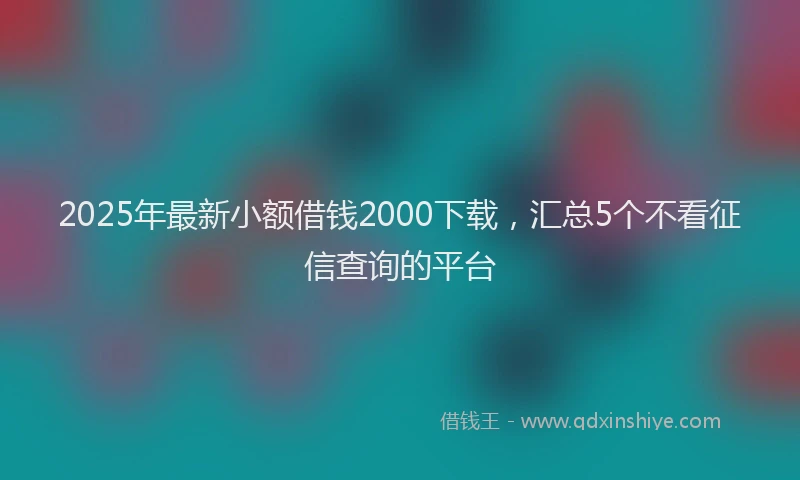 2025年最新小额借钱2000下载，汇总5个不看征信查询的平台