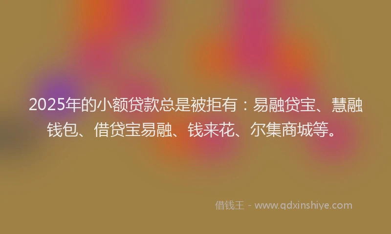 2025年的小额贷款总是被拒有：易融贷宝、慧融钱包、借贷宝易融、钱来花、尔集商城等。