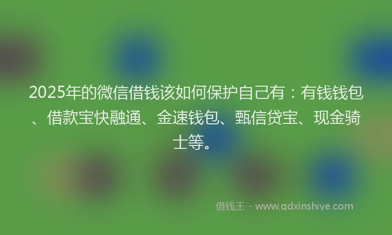 2025年的微信借钱该如何保护自己有：有钱钱包、借款宝快融通、金速钱包、甄信贷宝、现金骑士等。