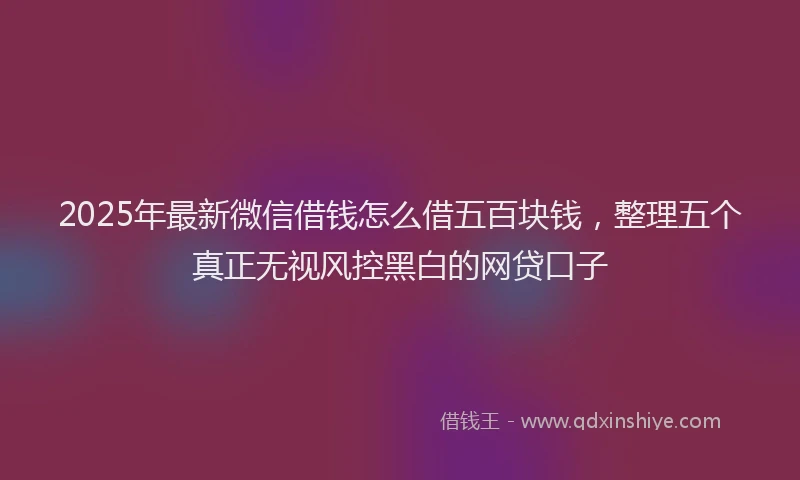 2025年最新微信借钱怎么借五百块钱，整理五个真正无视风控黑白的网贷口子