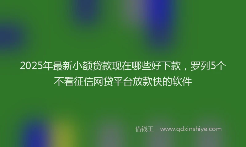 2025年最新小额贷款现在哪些好下款，罗列5个不看征信网贷平台放款快的软件