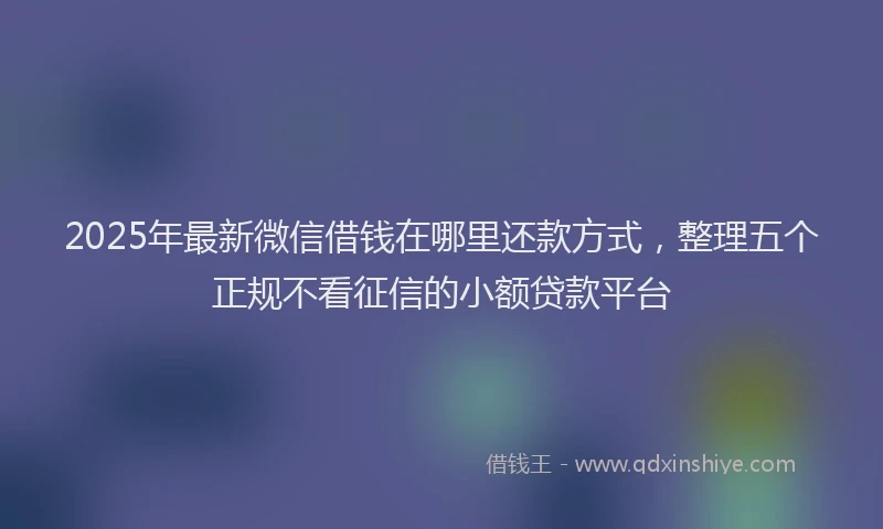 2025年最新微信借钱在哪里还款方式，整理五个正规不看征信的小额贷款平台