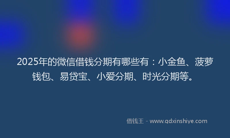 2025年的微信借钱分期有哪些有：小金鱼、菠萝钱包、易贷宝、小爱分期、时光分期等。