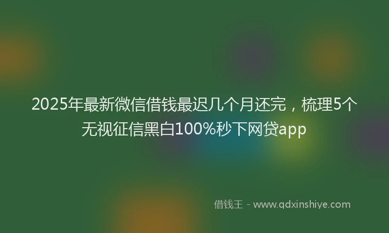 2025年最新微信借钱最迟几个月还完，梳理5个无视征信黑白100%秒下网贷app