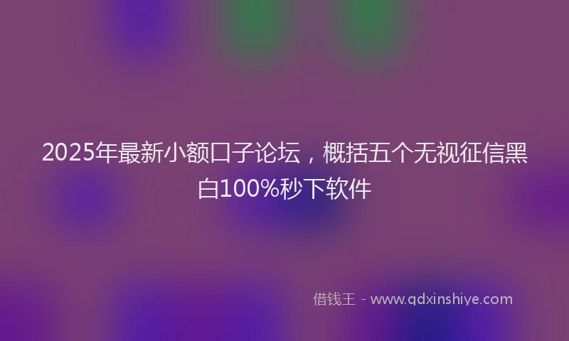 2025年最新小额口子论坛，概括五个无视征信黑白100%秒下软件
