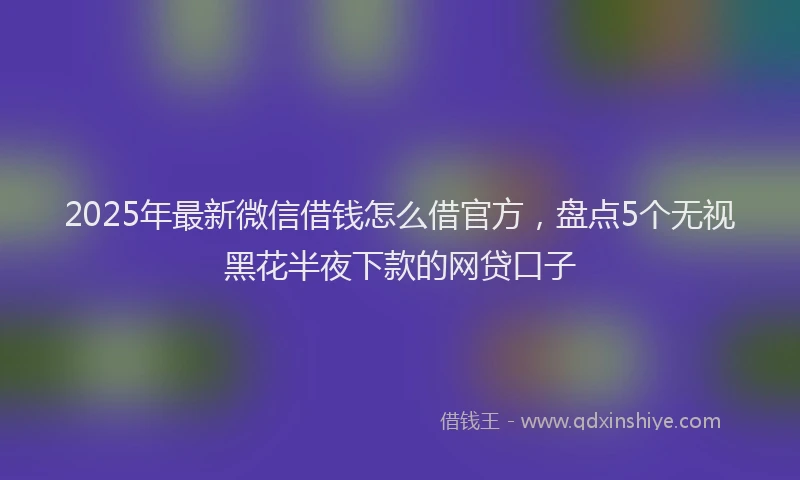 2025年最新微信借钱怎么借官方，盘点5个无视黑花半夜下款的网贷口子