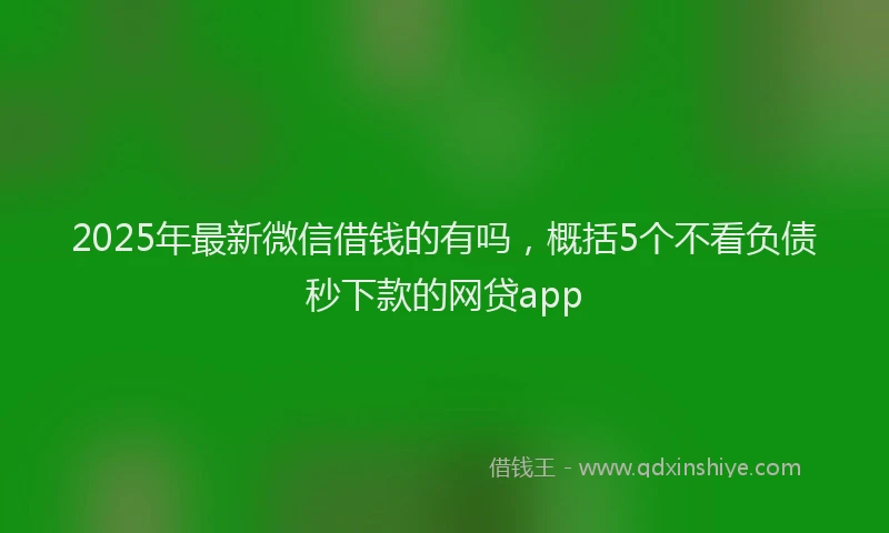 2025年最新微信借钱的有吗，概括5个不看负债秒下款的网贷app