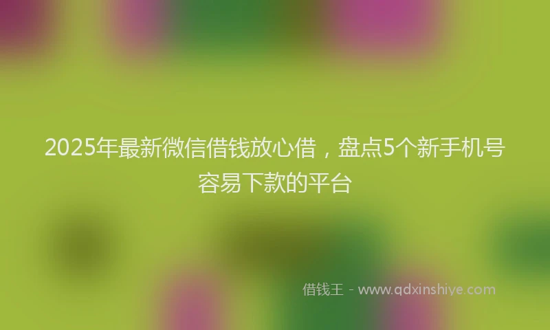 2025年最新微信借钱放心借，盘点5个新手机号容易下款的平台
