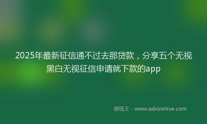 2025年最新征信通不过去那贷款，分享五个无视黑白无视征信申请就下款的app