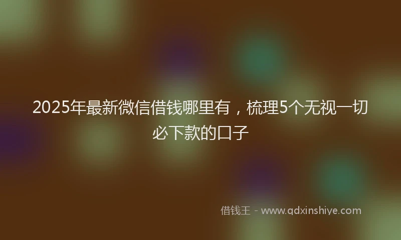 2025年最新微信借钱哪里有，梳理5个无视一切必下款的口子