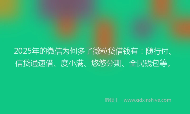2025年的微信为何多了微粒贷借钱有：随行付、信贷通速借、度小满、悠悠分期、全民钱包等。