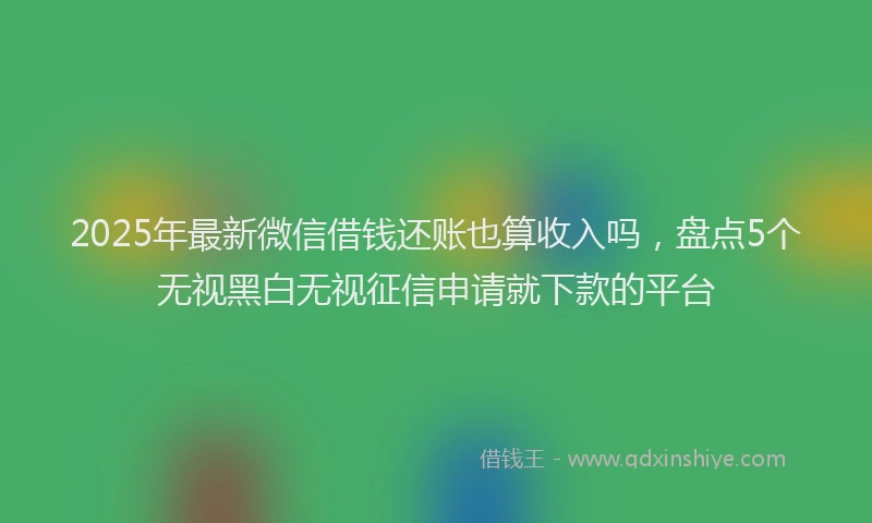 2025年最新微信借钱还账也算收入吗，盘点5个无视黑白无视征信申请就下款的平台